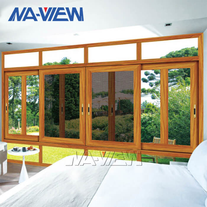 Окно алюминиевой рамки текстуры древесины Гуандуна NAVIEW горизонтальное стеклянное сползая поставщик