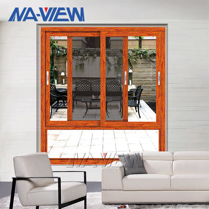 Окно изготовленного на заказ деревянного цвета стандарта Гуандуна NAVIEW алюминиевое сползая поставщик